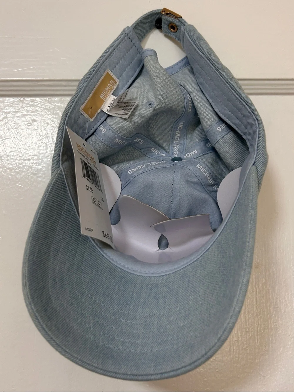 NWT Michael Kors Dusty Blue MK Embroidered Logo Baseball Cap